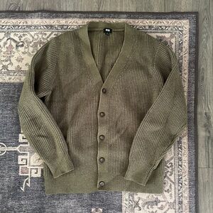 Uniqlo Men's Olive Cardigan Sweater
